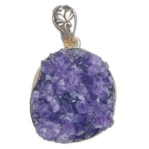 Vintage Amethyst Pendant Sterling Silver